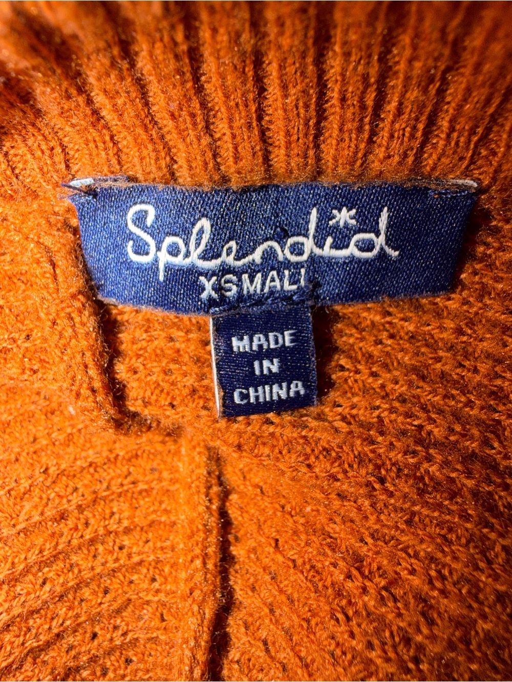Splendid Cloudsoft Relaxed Crossover Sweater waffle-knit dark orange size XS - Picture 6 of 8
